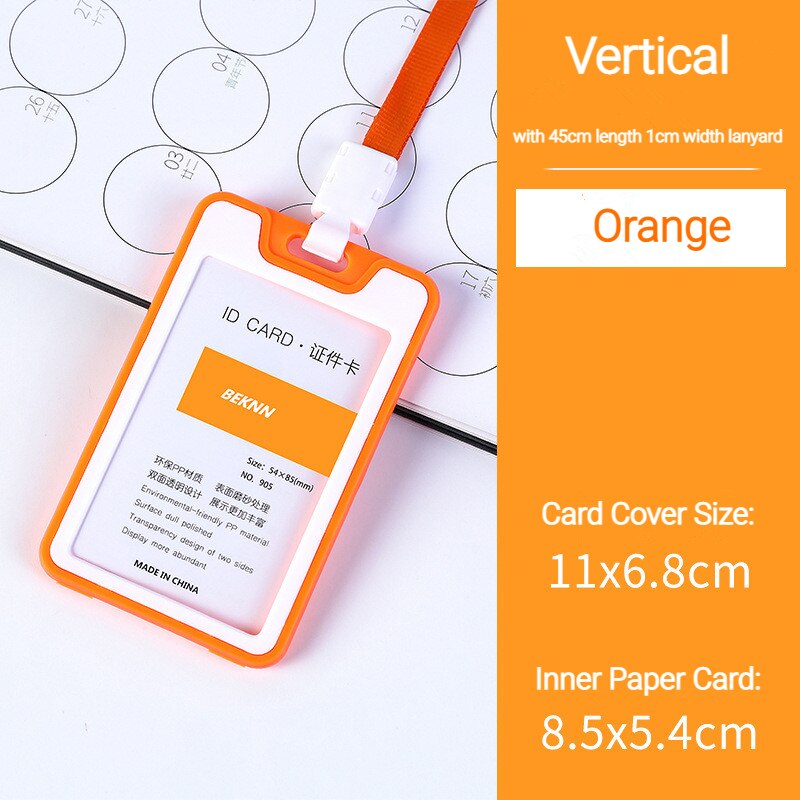 Kort slots dobbeltsidet personale arbejdskort dækning pass adgangskortholder navn badge holder id tag bus kort ærme med snor: Orange
