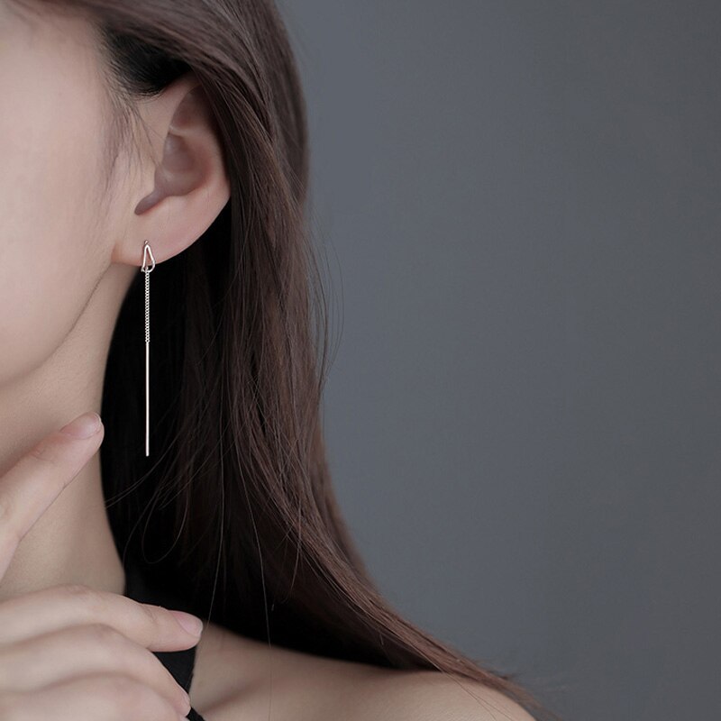 Trendy udsøgte kvast metal øreringe til kvinder geometriske lange kvast dangle øreringe øre linje smykker chic
