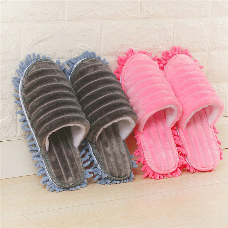 1 par de zapatillas de suelo para limpieza de pies, zapatillas mopa para casa perezosa, chanclas para el hogar, herramientas de limpieza