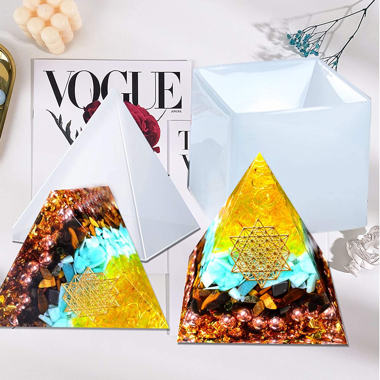 15CM Large Pyramid Resin Mold Big Pyramid Form For Candles Silicone Mold Epoxy Resin Mould Concrete Casting Cement Gypsum Form