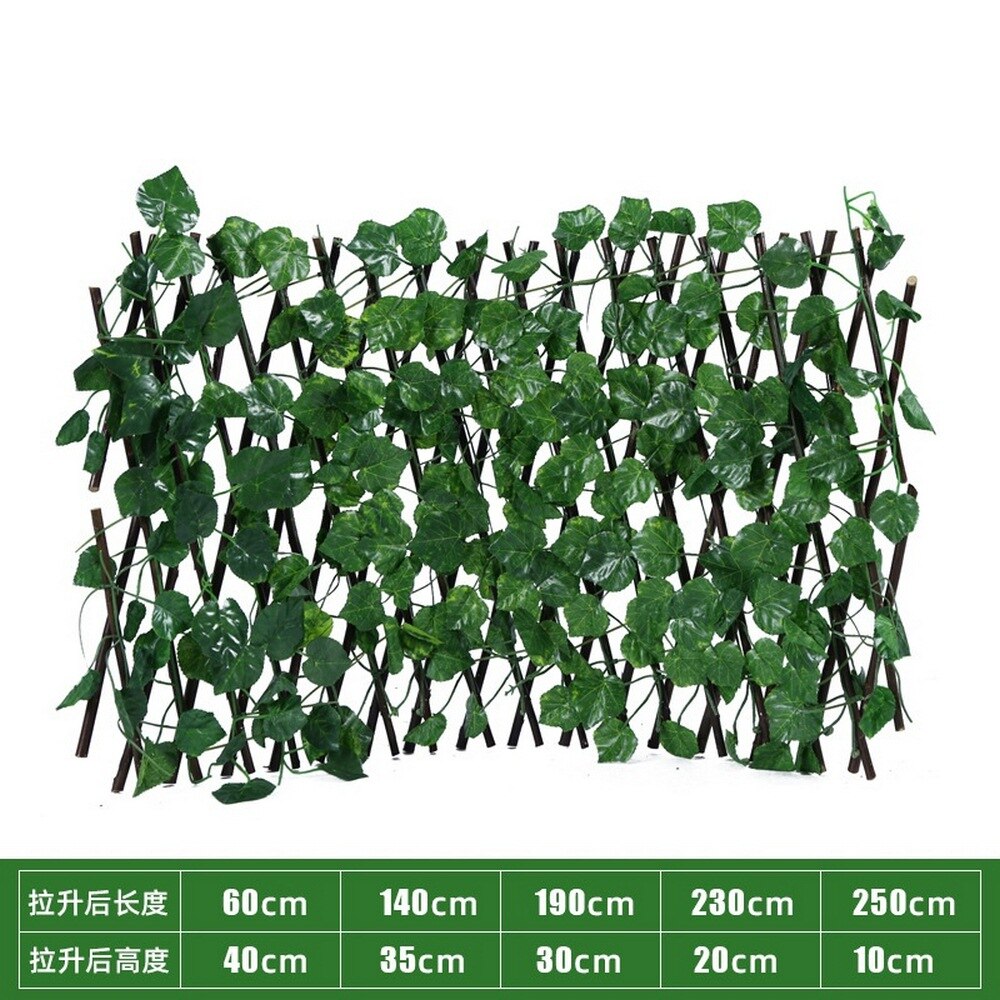 Retractable Artificial Garden Fence Expandable Faux Ivy Privacy Fence Wood Vines Climbing Frame Gardening Plant Home Decorations: C