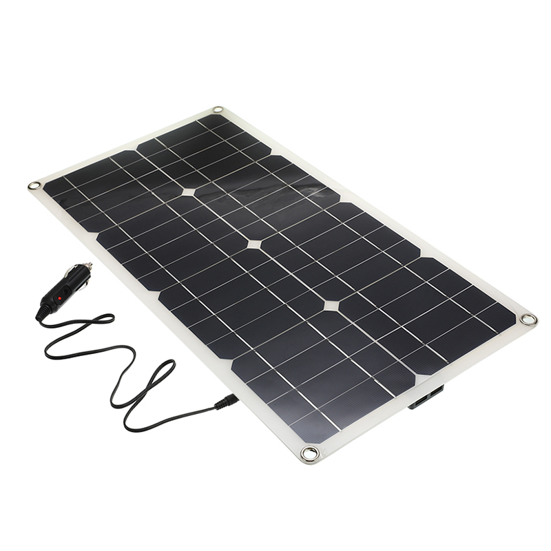 50W Dual USB Output Solar Cells Monocrystalline Silicon Solar Panel with 10/20/30/40/50/60A Controller for 12V Battery Charger