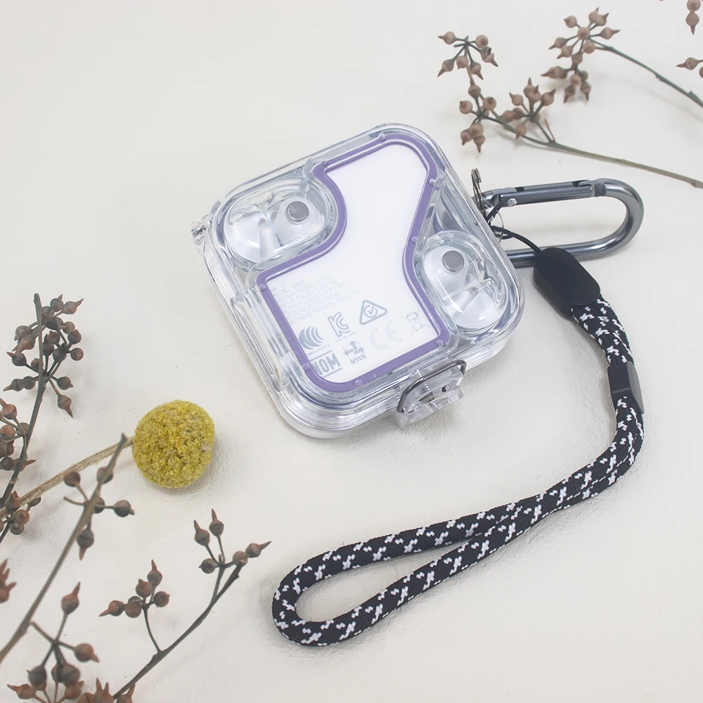 Draadloze Koptelefoon Hoes Pc Transparante Headset Hoes Met 5 Paar Siliconen Ring Lanyard En Metalen Haak Voor Niets Oor 2