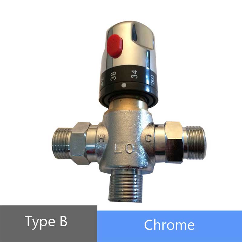 Thermostatic Brass Mixer Valve Brass Cartridge Mixer Valve Cold Water Temperature Control Mixer Bathroom Accessories: Type B Chrome