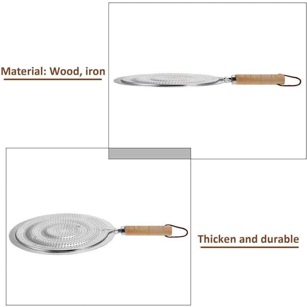 Induction Hob Converter Cooking Plate Iron Heating Diffusion Plate with Wooden Handle Coffee Milk Cookware Stove Heat Diffuser