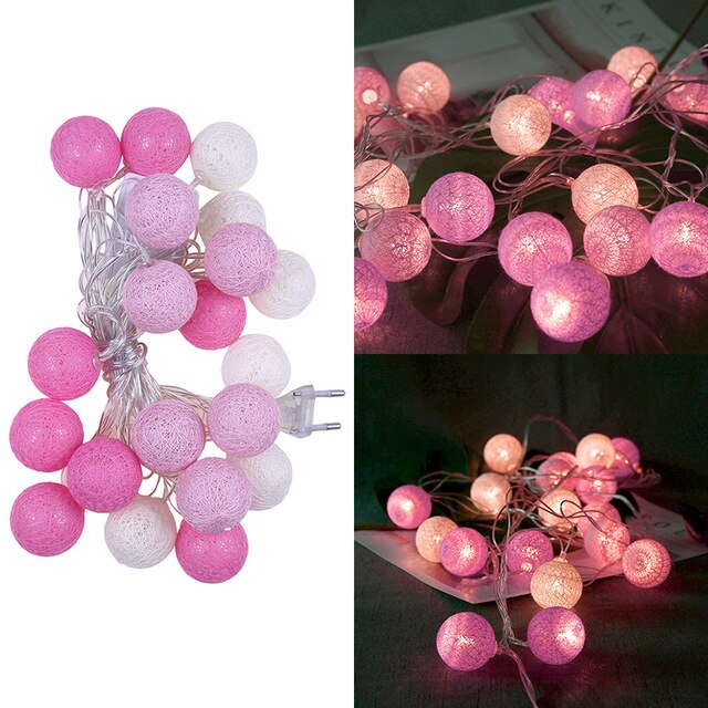 20 led Lumières de Chaîne De Boule De Coton pour la Décoration Extérieure De Noël De De Mariage Guirlande De Noël Globe Chaîne D'éclairage: Pink