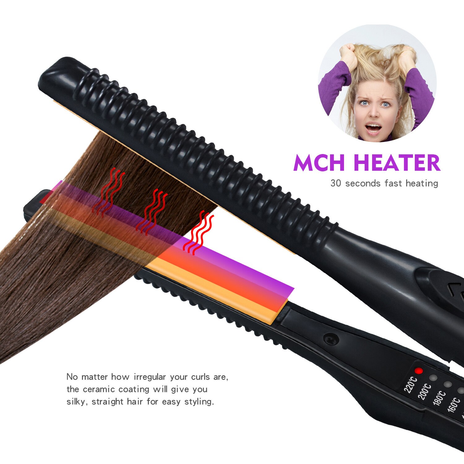 Hommes 10mm plaque cheveux bigoudi céramique électrique baguette à friser redressage fer plat pour cheveux courts maison Ultra-mince moelleux racine de cheveux