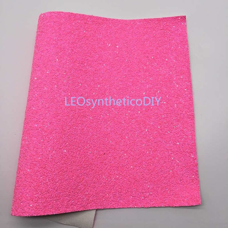 1 Pc 21X29CM Neon Chunky Glitter, Roze Glitter Lederen Lakens Voor Maken Bows Leosyntheticodiy T368B