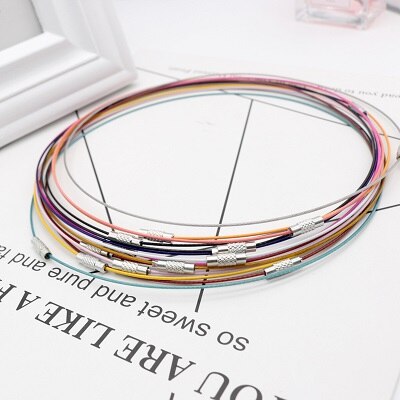 Stainless Steel Wire Choker Necklace 18" Mix Color Collares Populares Materials To Make Necklaces Cierres Para Collares 50Pc/Lot: mixcolor