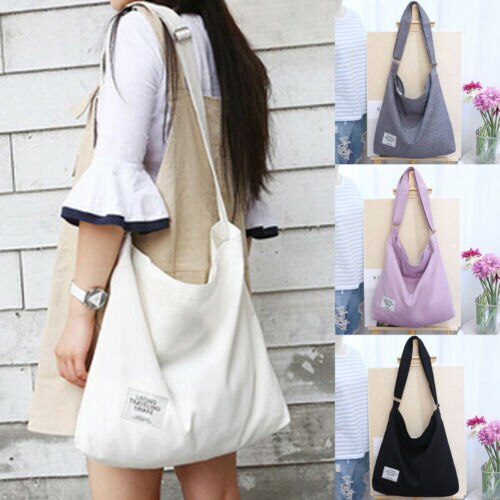 Women Canvas Shoulder Bag Crossbody Messenger Tote Girls Travel Satchel Handbag Shopping Bag