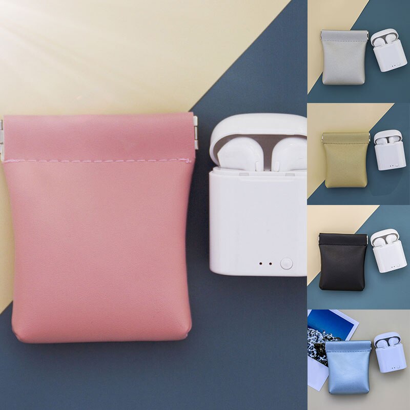 Pure Color Headphone Bag Earphone Pocket Key Case Small Coin Purse Girl