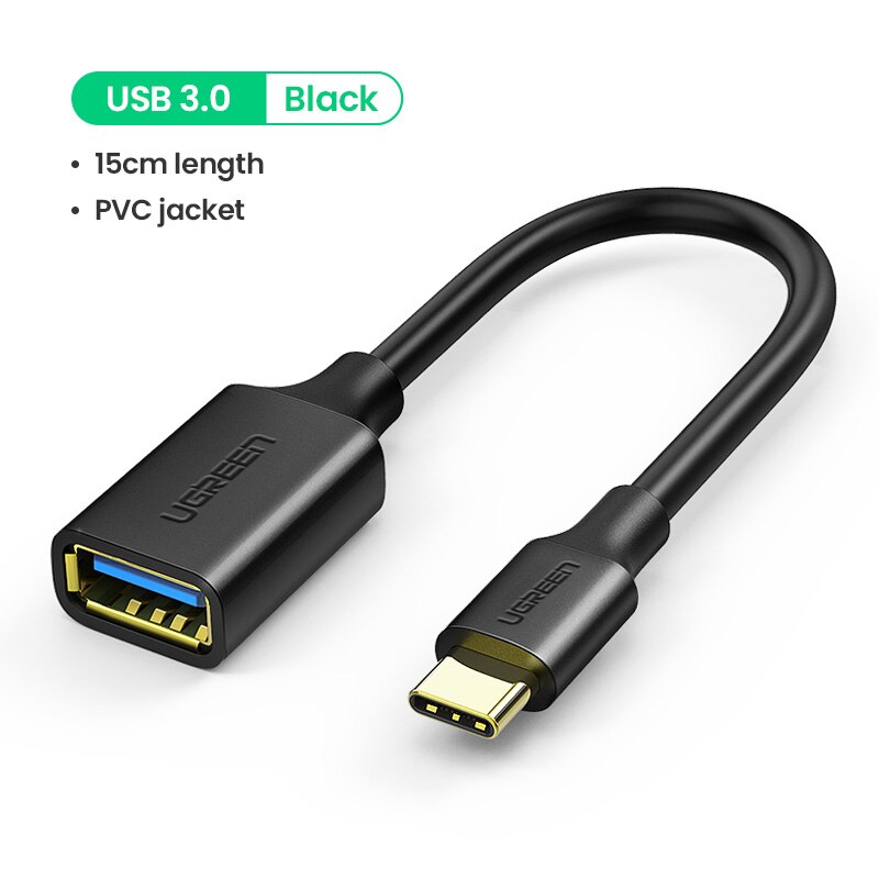 Ugreen Usb C Naar Usb Adapter Type C Otg Kabel Usb C Male Naar Usb 3.0 Een Vrouwelijke Kabel Adapter voor Macbook Pro Samsung S9 USB-C Otg: USB 3.0 PVC Black