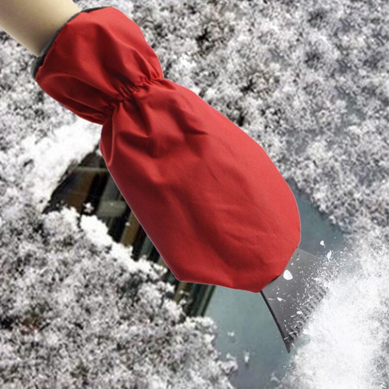 Grattoir à Glace Avec Gant Intégré Rouge - Pour Pare-brise Voiture, Enlève Neige Et Gel, Poignée Chaude Et Imperméable