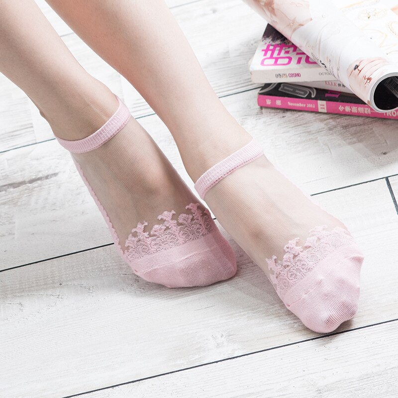 Japanse Harajuku Jacquard Transparant Kristal Zijden Sokken Vrouwen Sokken Dunne Onzichtbare Nylon Boot Sokken: 6