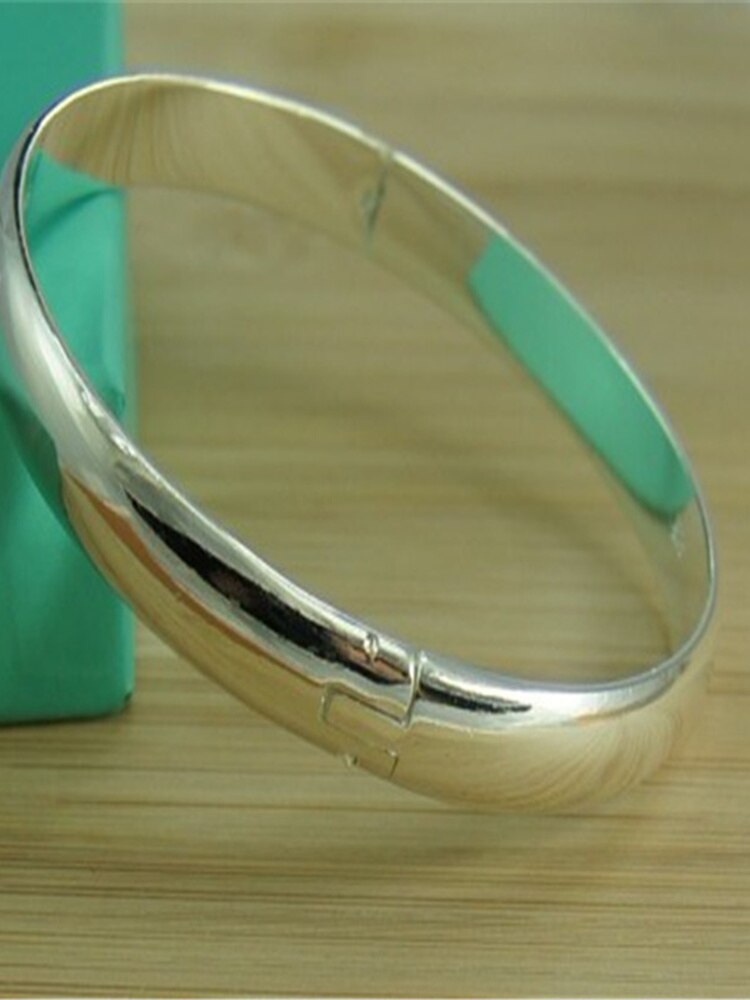Bracciale color argento semplice lucido aperto braccialetto regalo gioielli moda