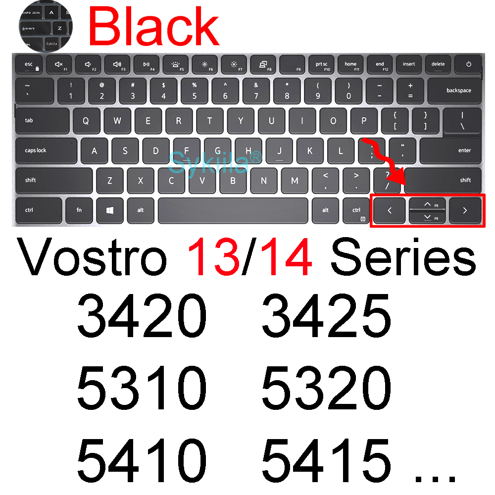 Coque de protection de clavier pour Dell Vostro 13 14 3000 5000 7000 5310 5410 5415, accessoire d&#39;ordinateur portable silicone TPU: Black 2019-2020