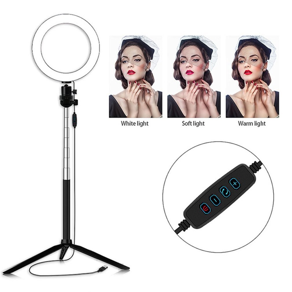 6inch Phtography Light Dimmable LED Studio Camera Ring Light Photo Phone Video Lamp Selfie Mount