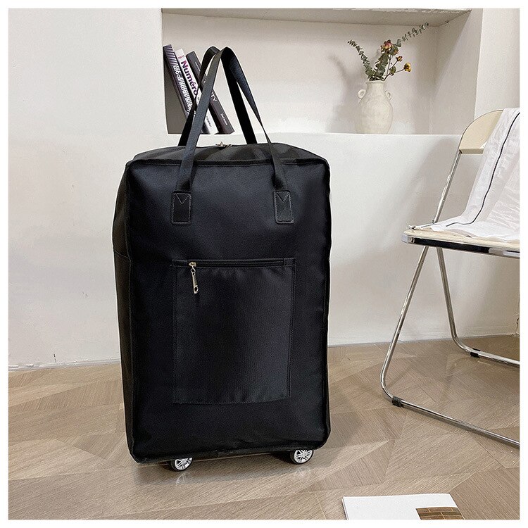 Große Kapazität Universal- Rad Reisetasche Ich bin Ausland Studie Oxford Tuch Klapp Rucksack Flugzeug Gepäck Lagerung Koffer Neue: Schwarz / L