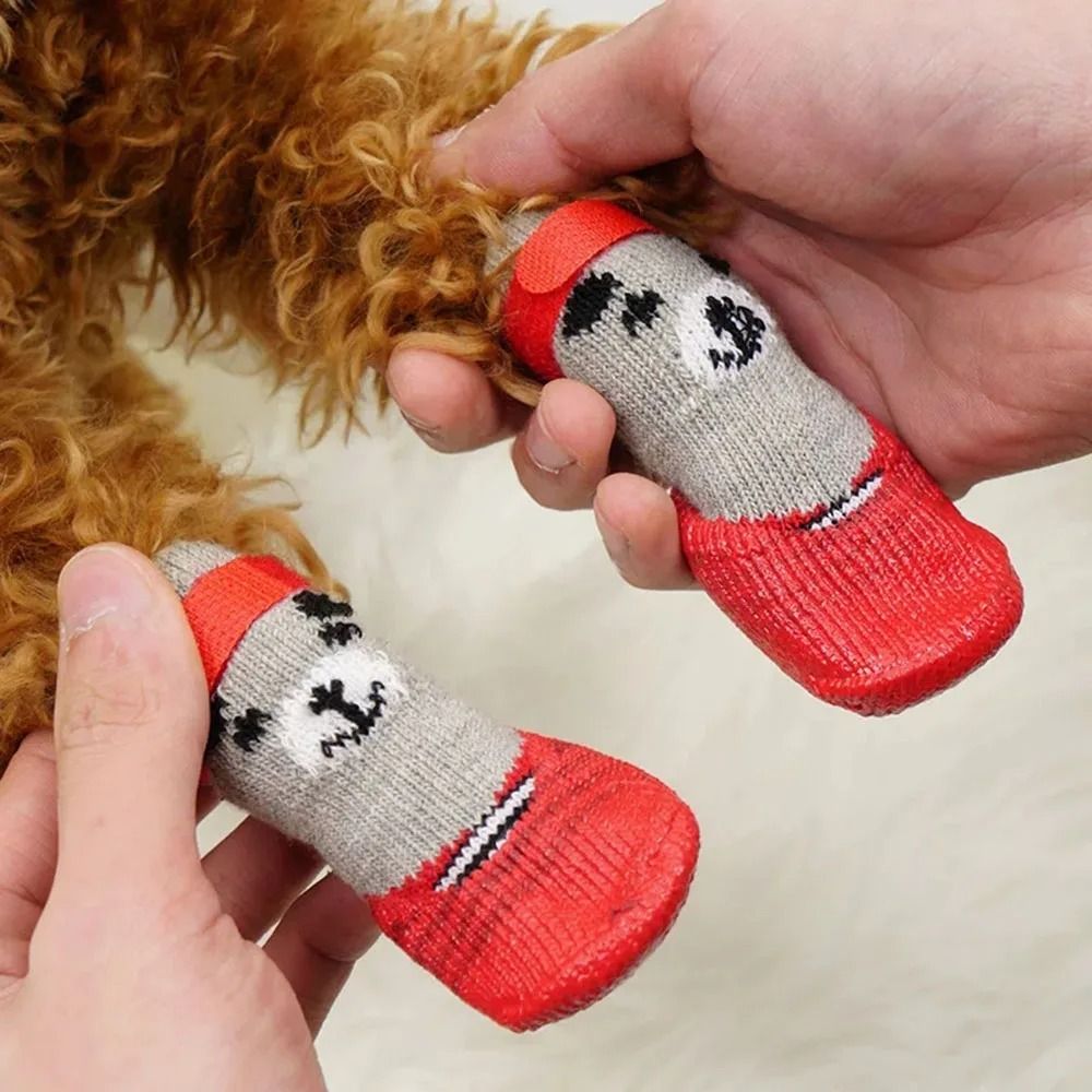 2 Paar Haustier-Hundeschuh-Socken, wasserdicht, für Katzen und Hunde, Gummisocken, rutschfest, für Hunde, Regen, Schneestiefel, Socken, Hunde, betroffen, warme Socken