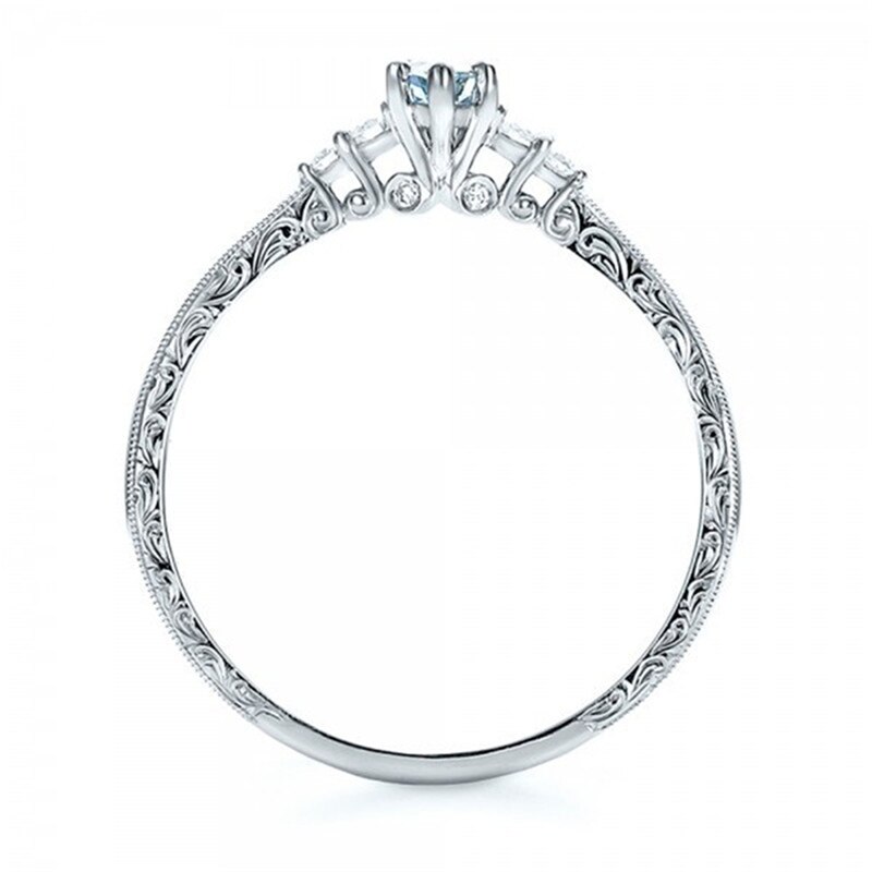 Frauen Wasser Geformt Blau Zirkon Ringe Mit Strass Hochzeit Engagement Elegante Damen Ringe Schmuck