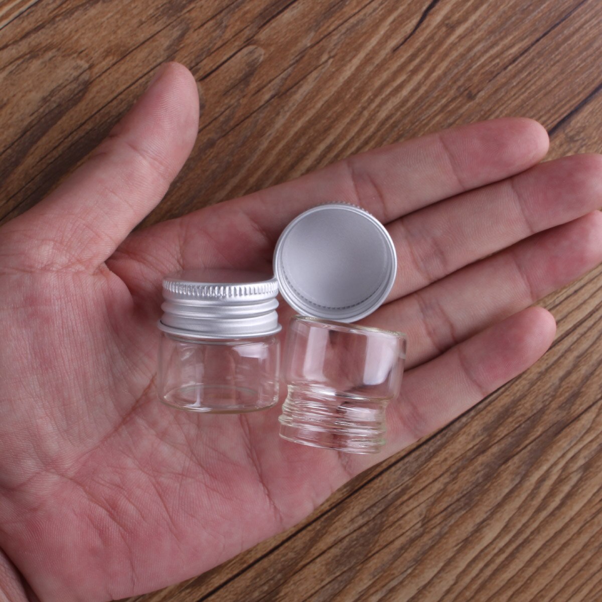 24 sztuk 10ml małe szklane butelki z aluminium czapki 30*30mm szklane słoiki fiolki przezroczyste pojemniki szklane buteleczki robić perfum