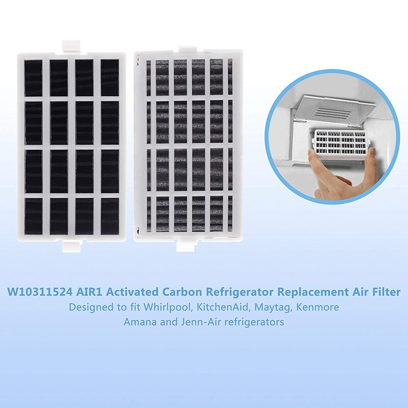 W10311524 aria1 Frigorifero Filtro dell'aria di Ricambio, Compatibile per Idromassaggio, KitchenAid Frigoriferi, 2 pacchetto