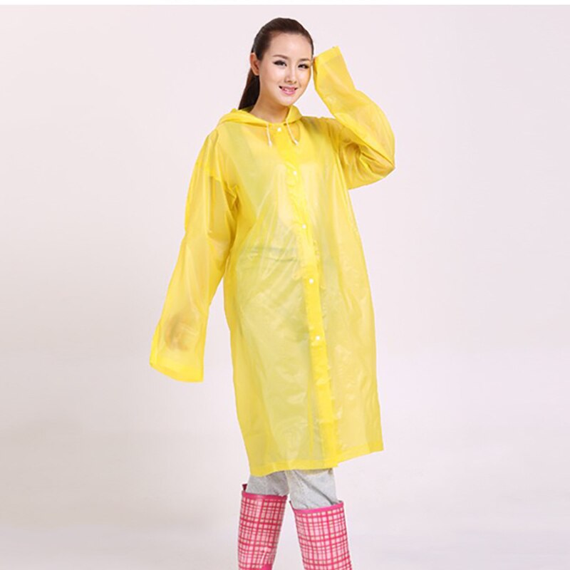 Universele transparante heren regenjas regenhoes poncho reis dames regenkleding waterdicht kamperen capuchon capa de chuva ondoordringbaar: Dikke gele