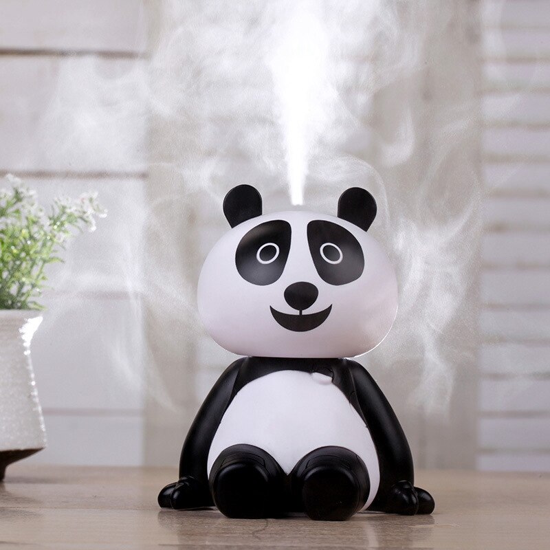 Mini Air Humidifier Portable Panda Shape Humidifier USB LED Lights Ultrasonic Aroma Humidifier Car Styling