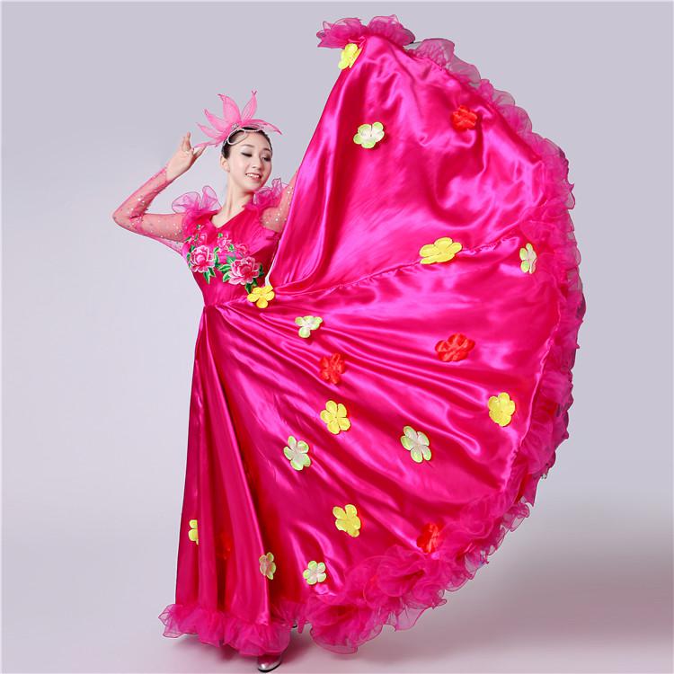 Brand Sales Ladies Dance Dress Opening Dance Costume Show Costumes Christian Dance Performance Dress Dress Dance Adult: Red 540 degrees / XXL