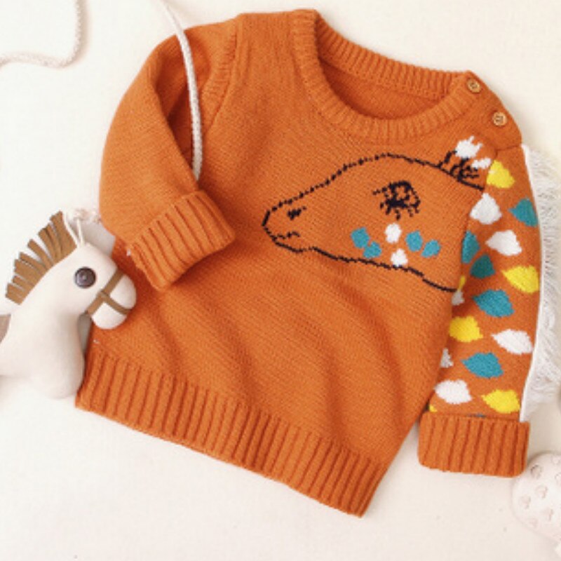 Pull imprimé pour enfants de 0 à 18 mois, vêtement d'extérieur mignon pour bébés filles et garçons: Orange / 18M