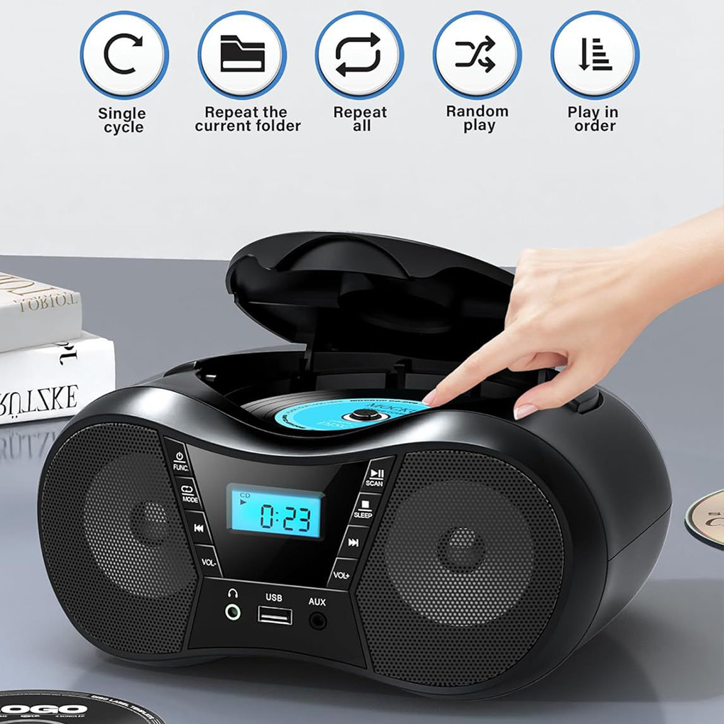 Portable CD Player Bluetooth Boombox CD Player AM/FM Radio High-fidelity Stereo Player Compatible for CD/CD-R/RW Radio for Home