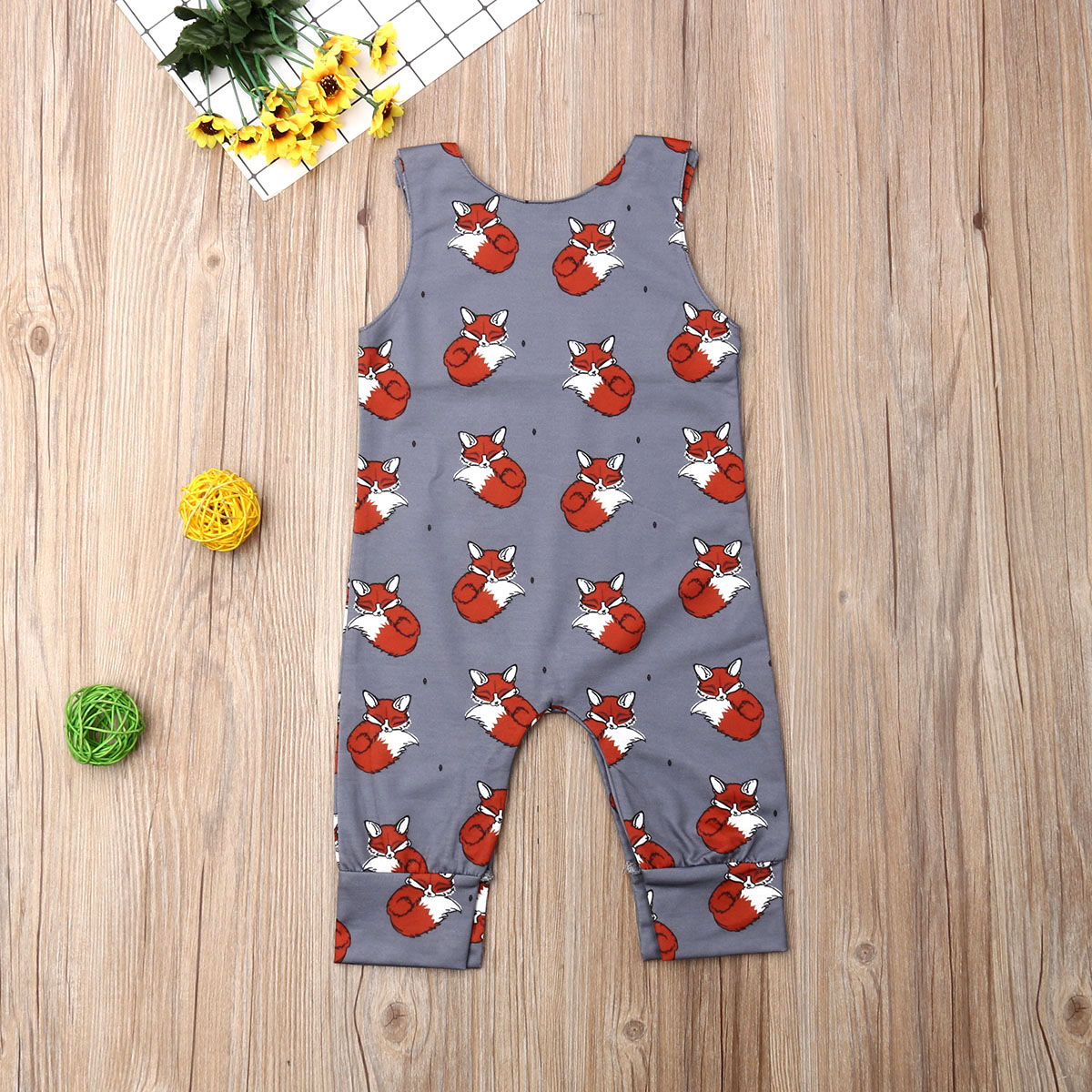 Pudcoco Newes Moda Bebê Recém-nascido Da Menina do Menino Roupas Fox Dos Desenhos Animados Imprimir Mangas Romper Jumpsuit One Piece-Roupa Playsuit