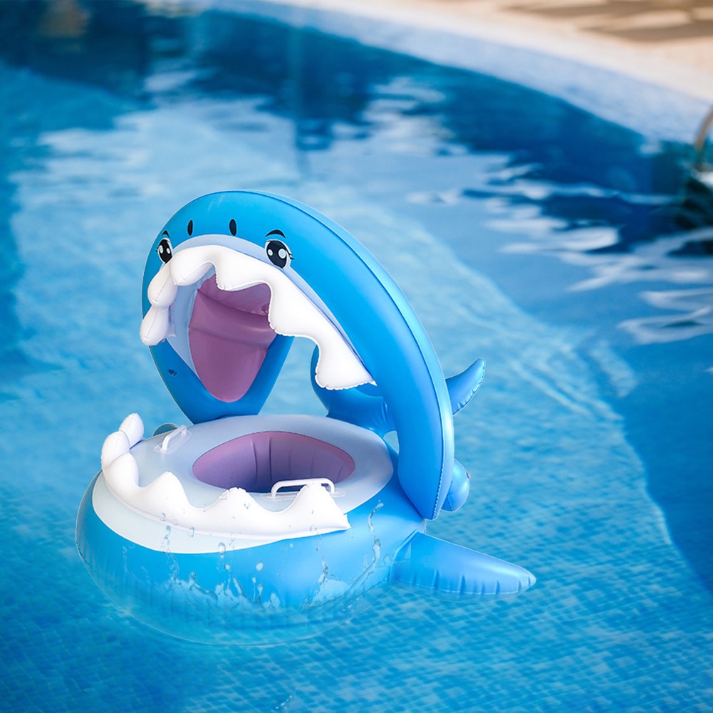 Kids Inflatable Shark Seat Toy Swimming Ring Pool Floating Row Water Bed Float Summer Cool Party Water Playing Sports Toys