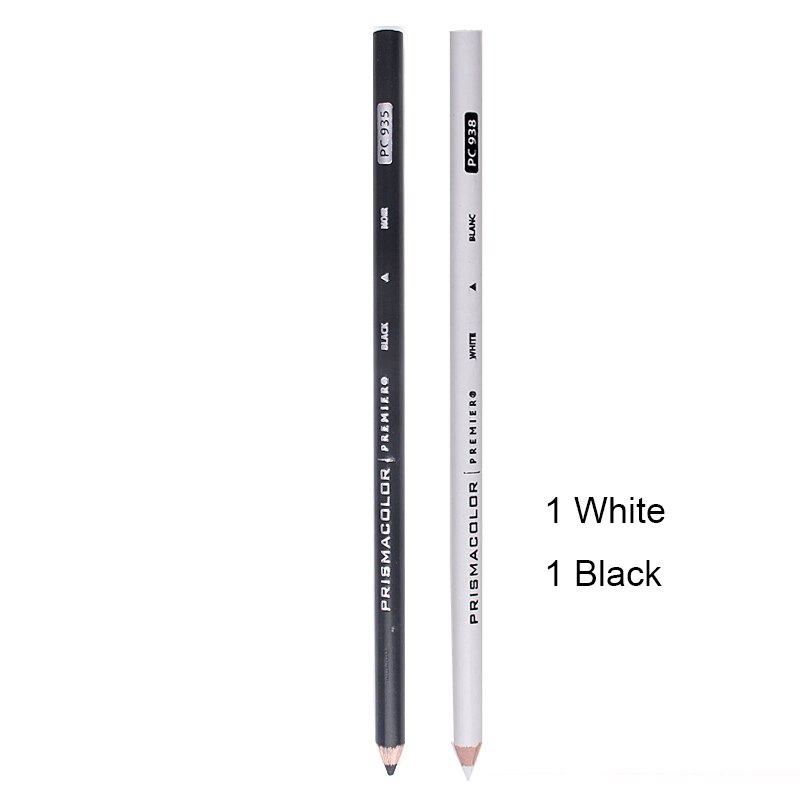 1/2pc Prismacolor Colored Pencil Black White Skin Colors Highlight Sketch pencils Graphite Artist Drawing Blending: 1 PC WHITE 1PC BLACK