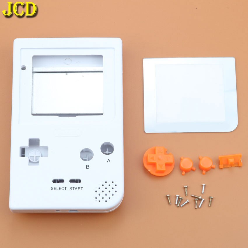 JCD 1PCS Plastic Full Case Cover Housing Shell Replacement for Gameboy Pocket Game Console for GBP Shell Case W/ Buttons Kit: A White