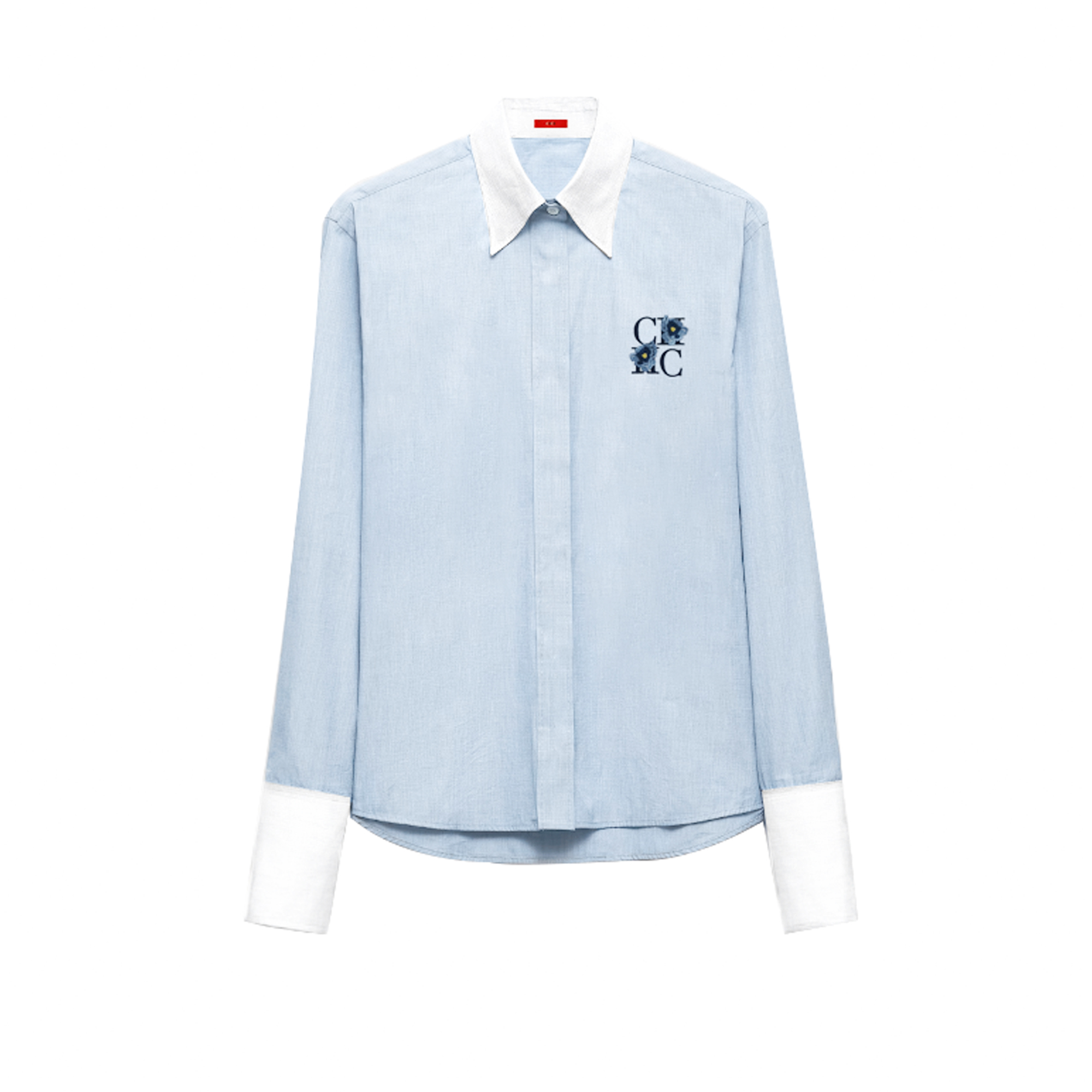 Blå toppar blusar broderi casual långärmade kontorsdamskjortor smala blusar: Xl