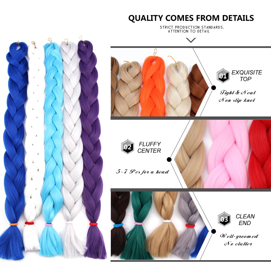 Leeons Jumbo Braid Hair Hair Extension 165g Rainbow Hair Braiding White Braiding Hair Colors Silver Box Braid Hair