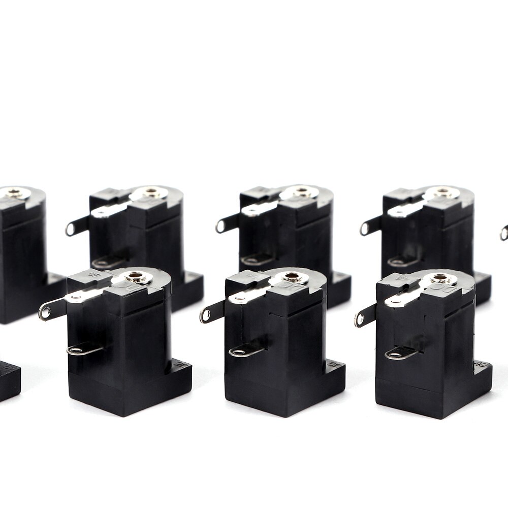 Duurzaam 10 Stuks Pcb Mount 5.5X2.1 Mm Vrouwelijke Dc Power Jack Plug Socket Connector Zwart 2.1 Socket Ronde de Naald