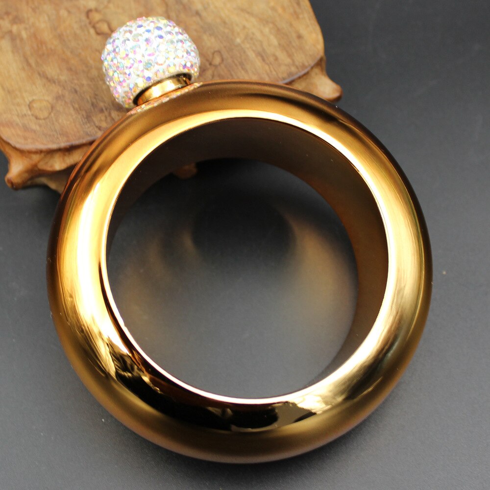 Bracelet Flask 3.5oz Stainless Steel Hip Flask Ring 100ml Wine Flask Whiskey Alcohol Bracelet Bottle for Bar Kitchen: Gold