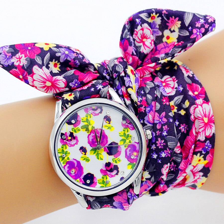 Shsby – montre-bracelet en tissu pour femmes, , motif floral, tendance, bonne , jolie montre pour filles