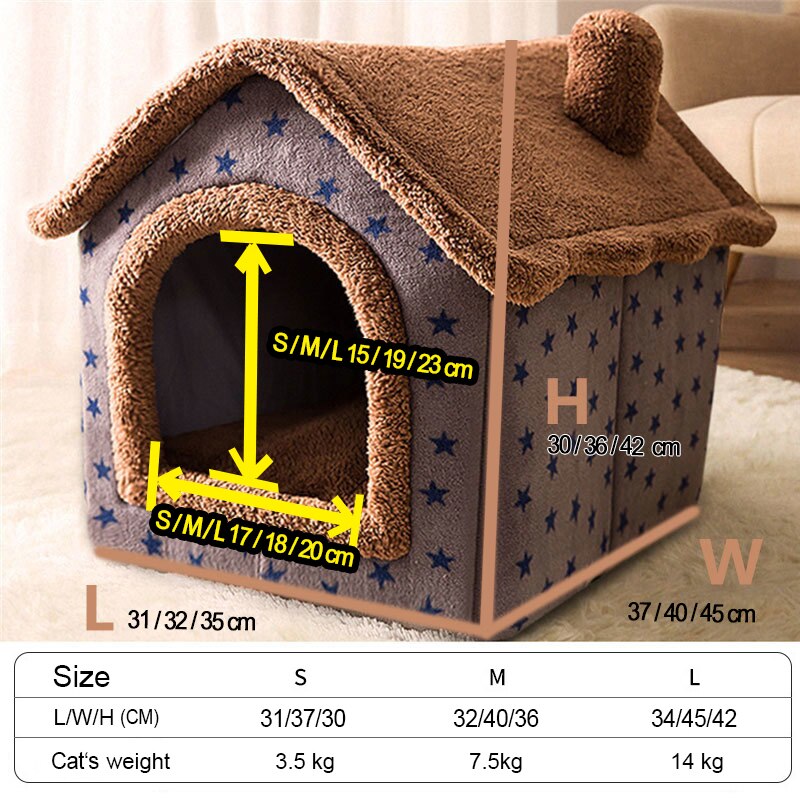 Casa para gatos, cama para mascotas, casa para perros para las cuatro estaciones, cálida, lavable, antideslizante, accesorios para gatos, suministros para perros cama perro casa para perro cama casita para perro pequeñ