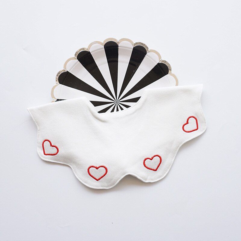 Bavoir circulaire en coton pour bébé, serviette pour nourrisson, bavoir en dentelle brodé avec nœud, 360: 3