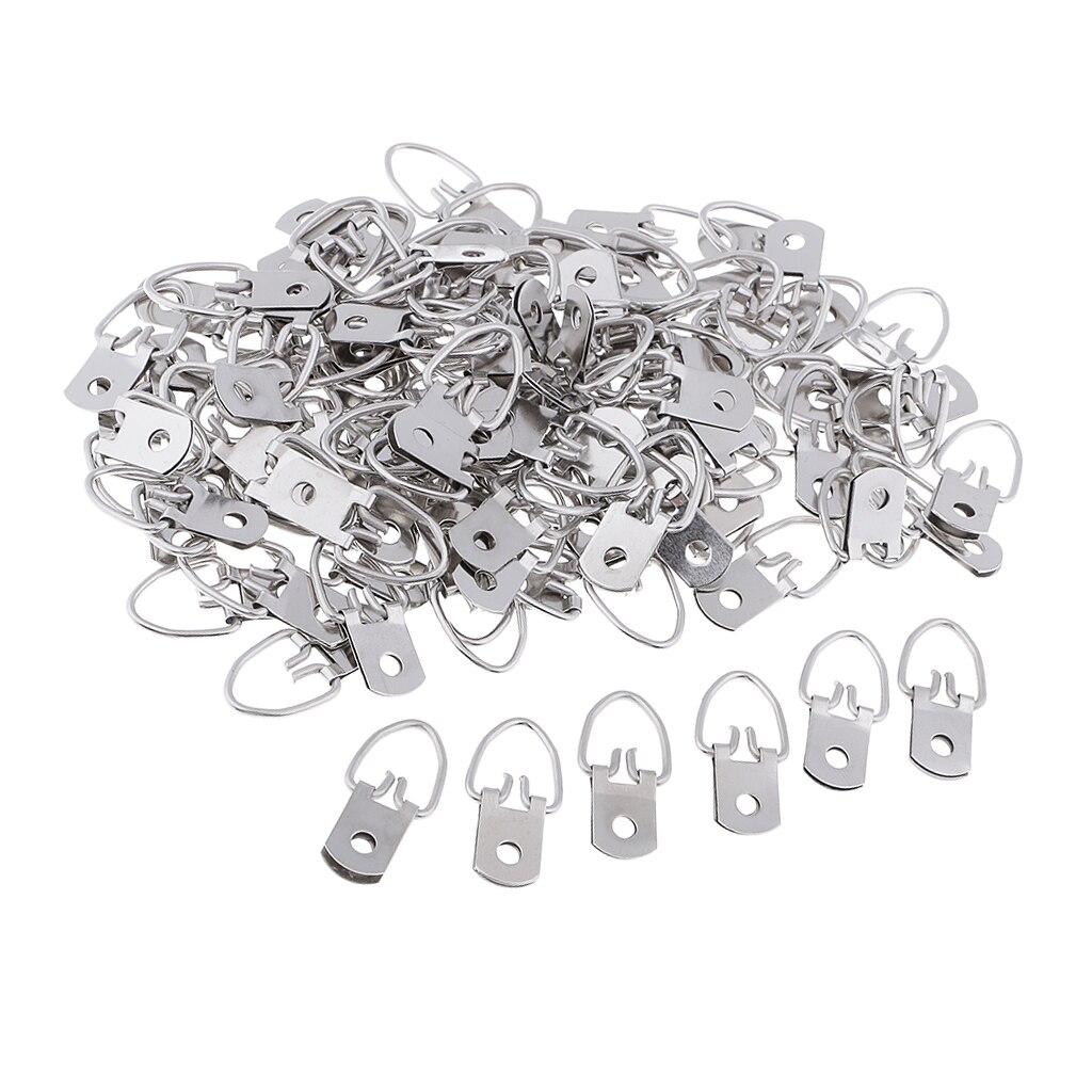 100Pcs Heavy Duty D Ring Picture Hangers Single Hole Photo Frame Hangers