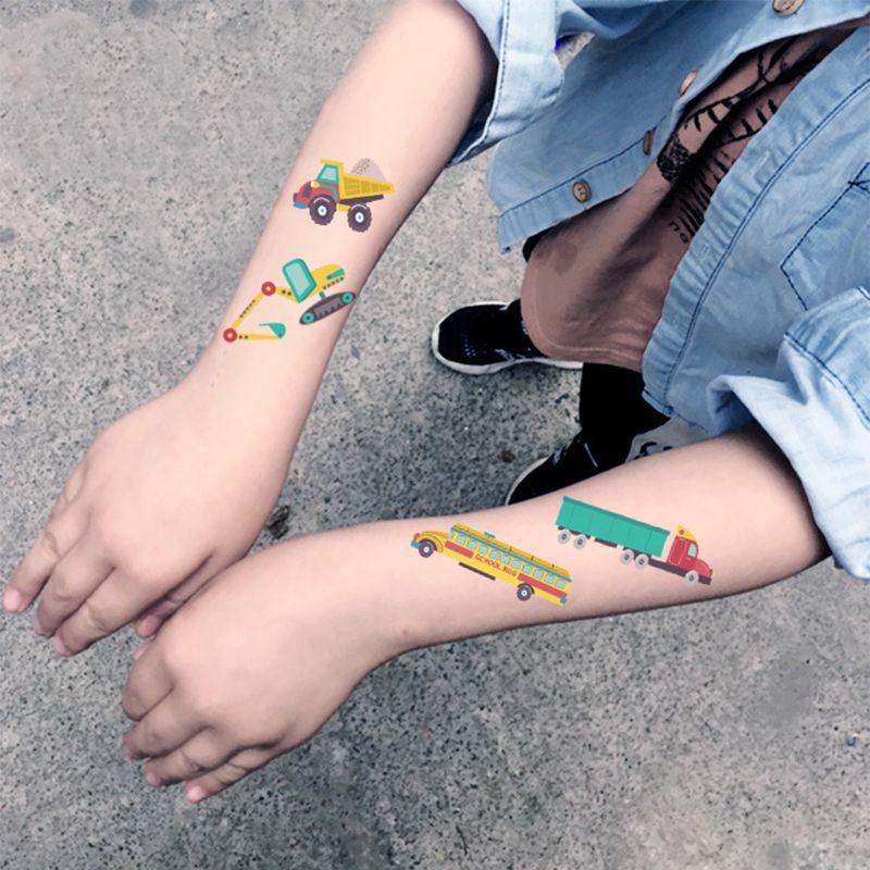 15 Pcs Waterproof Children Tattoos Sticker Cartoon Toy Car Temporary Decor Kids Body Stickers