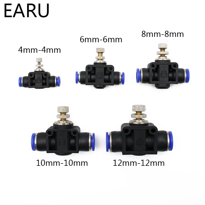 Pneumatic Airflow Regulator 4mm 6mm 8mm 10mm 12mm OD Hose Tube Gas Flow Adjust Valve Connector Fitting Air Speed Control Crane