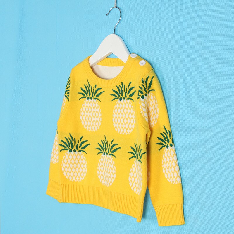Kindertruien ananas gebreide truien kinderen ouder-kind outfit jongens meisjes katoenen kindertrui voor meisjes: L geel