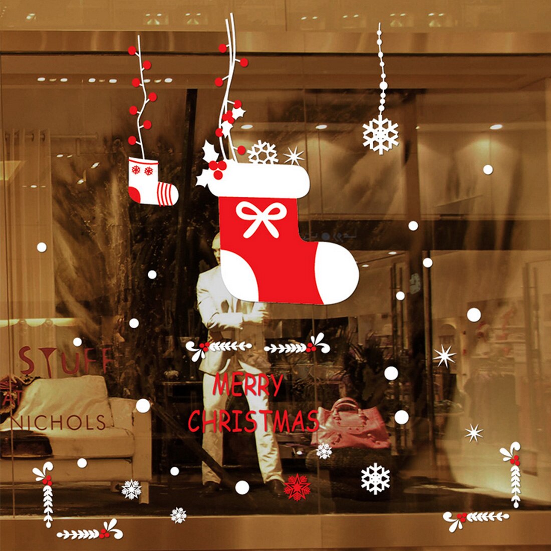 16 Styles Merry Christmas Window Glass PVC Wall Sticker DIY Snow Town Wall Stickers Year Home Decal Christmas Decoration: 5