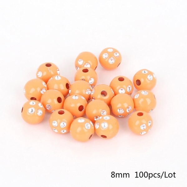 100 piece/lot 8mm Multi Colors Shiny Acrylic Round Beads For DIY Bracelets &amp; Necklaces Jewelry Makings: Orange Yellow