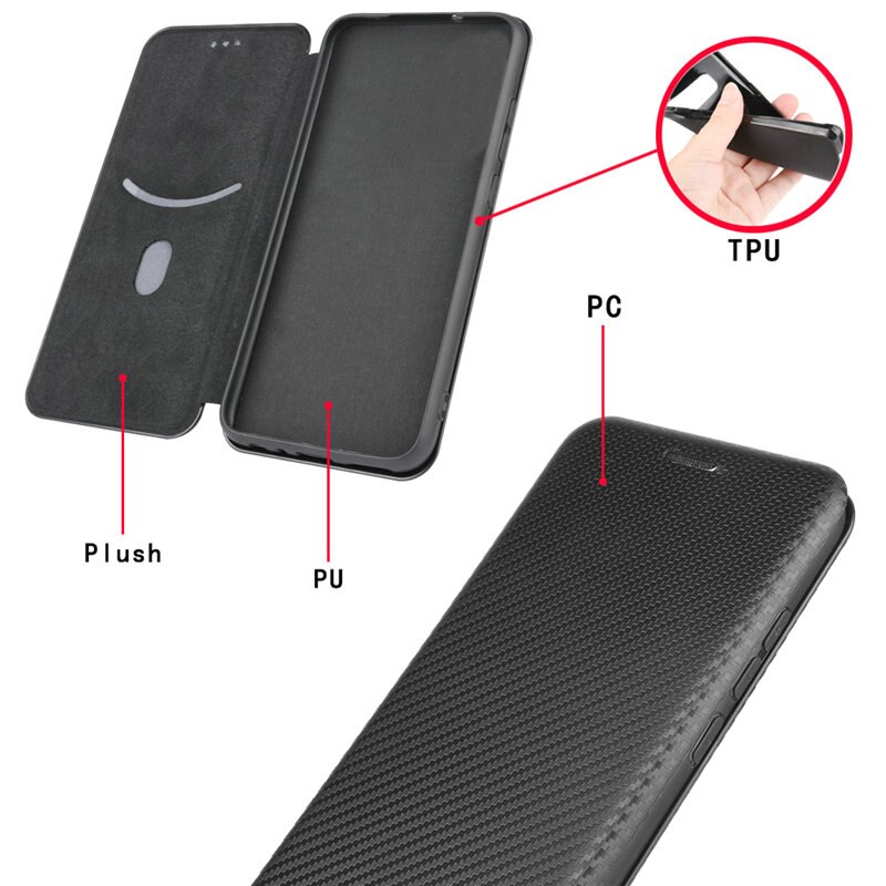 Zenfone 8 ZS590KS Case Flip Lederen Boek Carbon Fiber Cover Tpu Bumper Voor Asus Zenfone8 ZS590 Wallet Case Funda Zenfone 8Z 8 Z