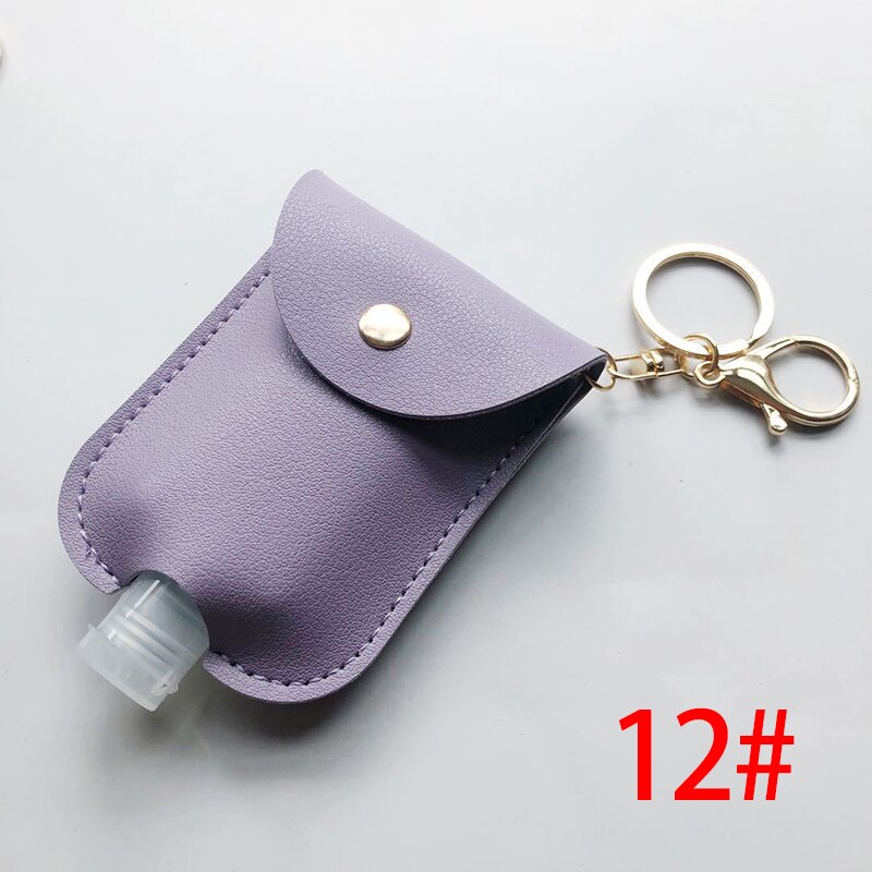 60Ml Reizen Lekvrije Leather Case Sleutelhanger Tas Hervulbare Lege Fles Voor Handdesinfecterend Bag Met Key Ringen Hanger fles: 12